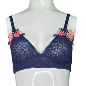 3/$15 or 5/$20 Aerie size small blue lace bralette with floral accents